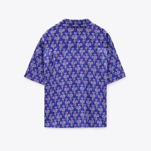 ZARA BUTTON DOWN PRINTED BLOUSE - Picture 7 of 10